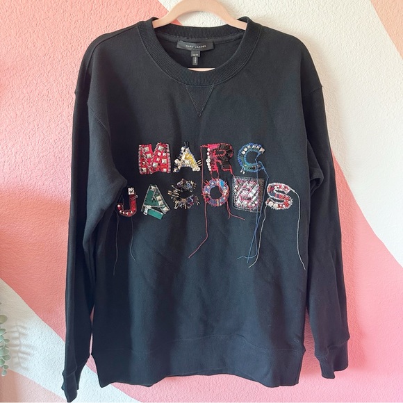 MARC JACOBS Black Lux Embellished Sweatshirt XS - Picture 2 of 10